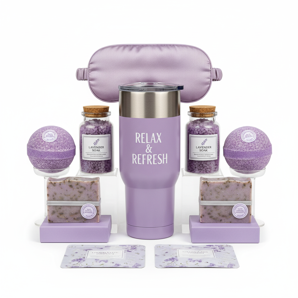 Gifts for Ladies ,Mom, Wife,Girlfriend, Sister-Happy Birthday,Christmas,Valentine's Day,Mothers Day-Lavender Spa Gift Basket Set