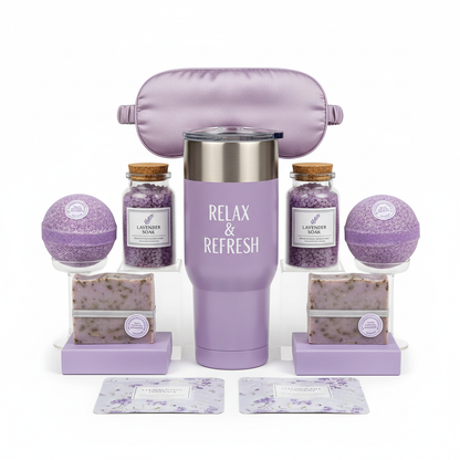 Gifts for Ladies ,Mom, Wife,Girlfriend, Sister-Happy Birthday,Christmas,Valentine's Day,Mothers Day-Lavender Spa Gift Basket Set