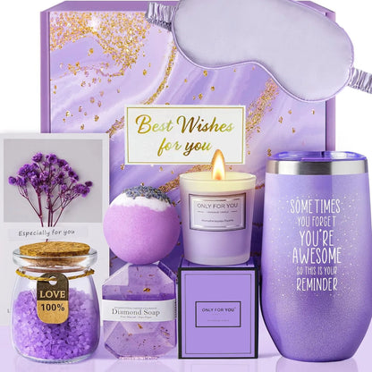 Gifts for Ladies ,Mom, Wife,Girlfriend, Sister-Happy Birthday,Christmas,Valentine's Day,Mothers Day-Lavender Spa Gift Basket Set